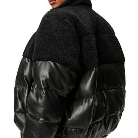 Good American Size 3 Large Faux Leather Cocoon Puffer Jacket - Picture 2 of 9